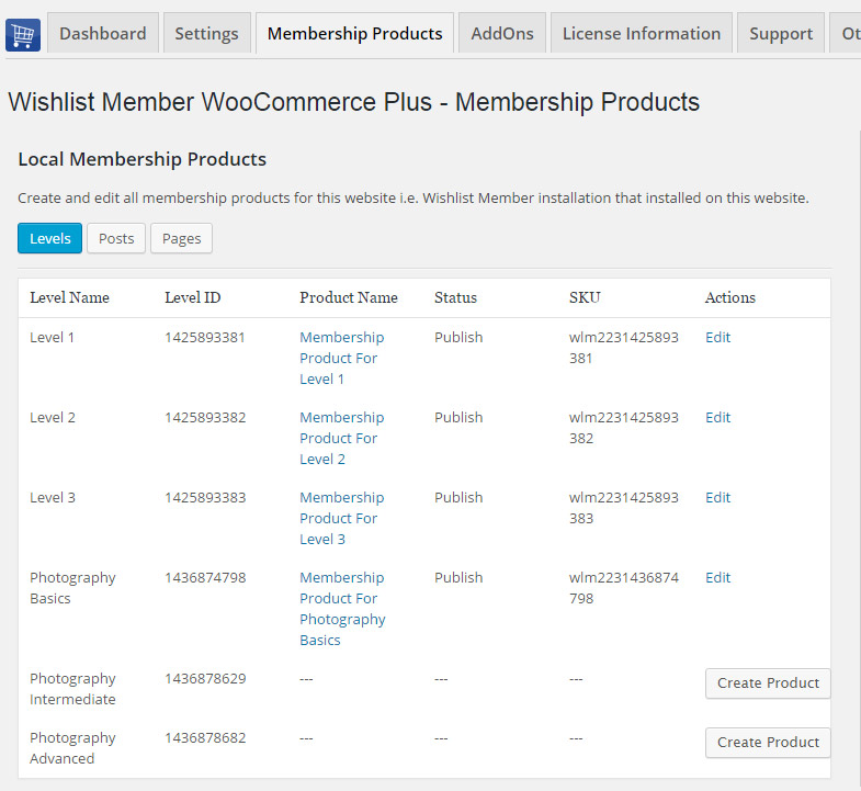 Wishlist Member WooCommerce Plus - Membership Products