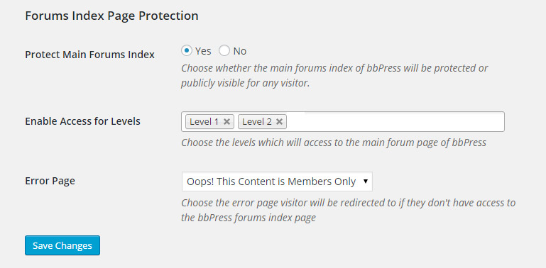 Protect Main Forum Index Page