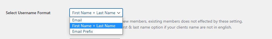 Ability to select the username format