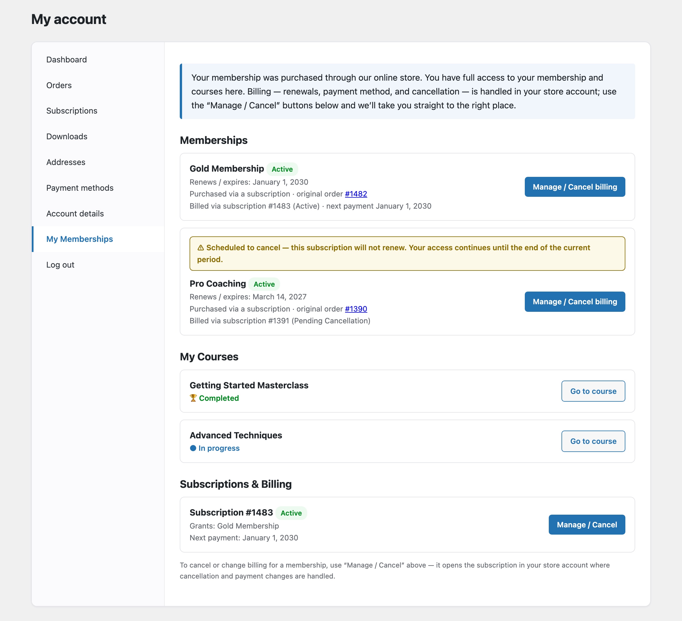 MemberPress WooCommerce Plus - Member Profile: WooCommerce My Account tab