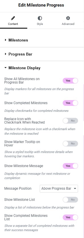 The Milestones Display