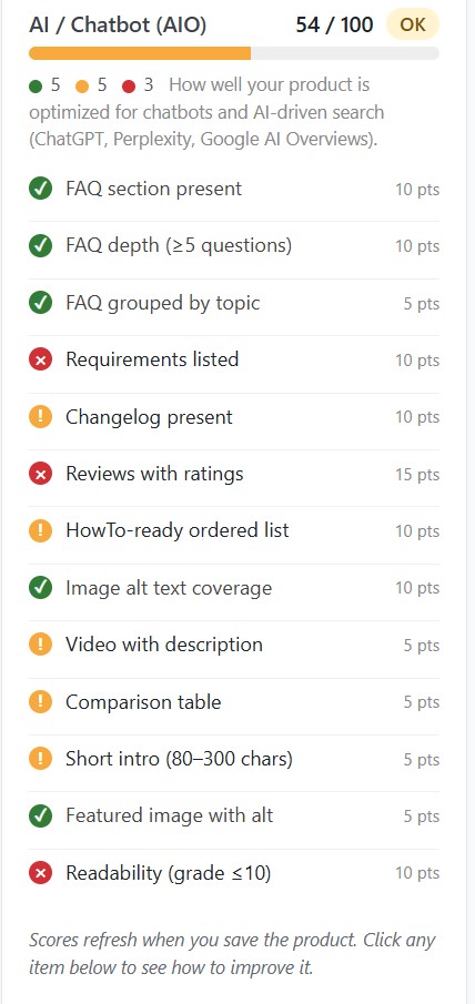 AI optimization (AIO) tool inside every product