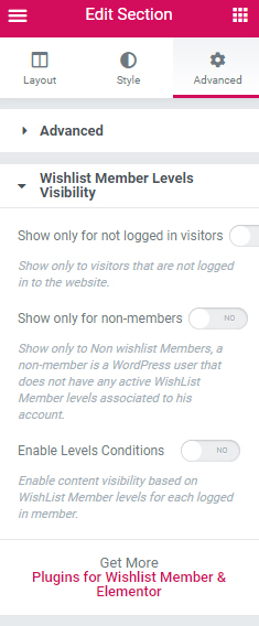 Dynamic Visibility for Wishlist Member & Elementor - Setup 1