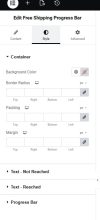 Elegant Free Shipping Progress Bar for WooCommerce Elementor Widget - Conteiner Settings