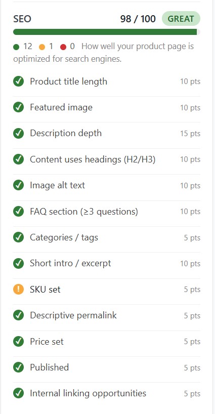 SEO optimization tool inside every product