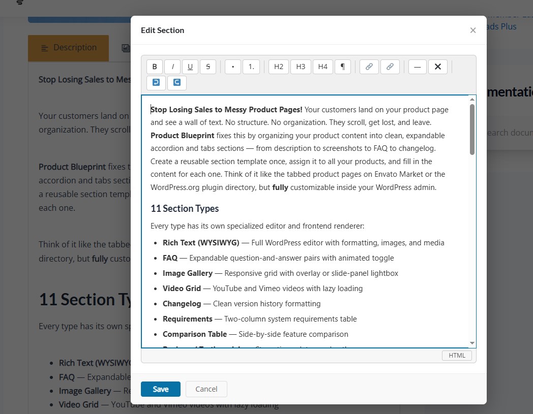 frontend editor for major time saving