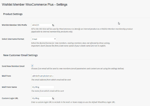 Wishlist Member WooCommerce Plus Settings Screen