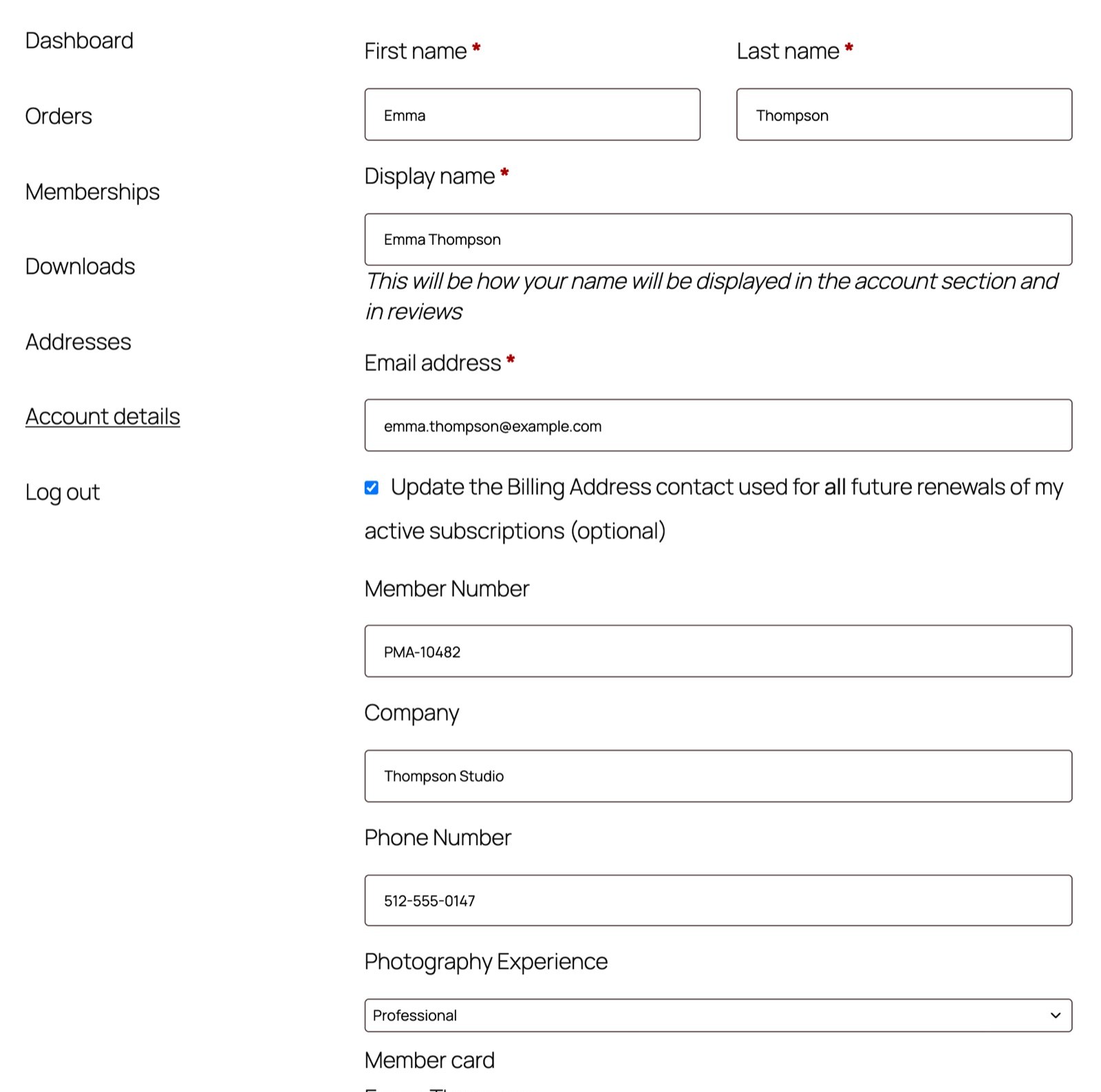MemberPress WooCommerce - Smart Bridge - MemberPress profile fields on the WooCommerce My Account page